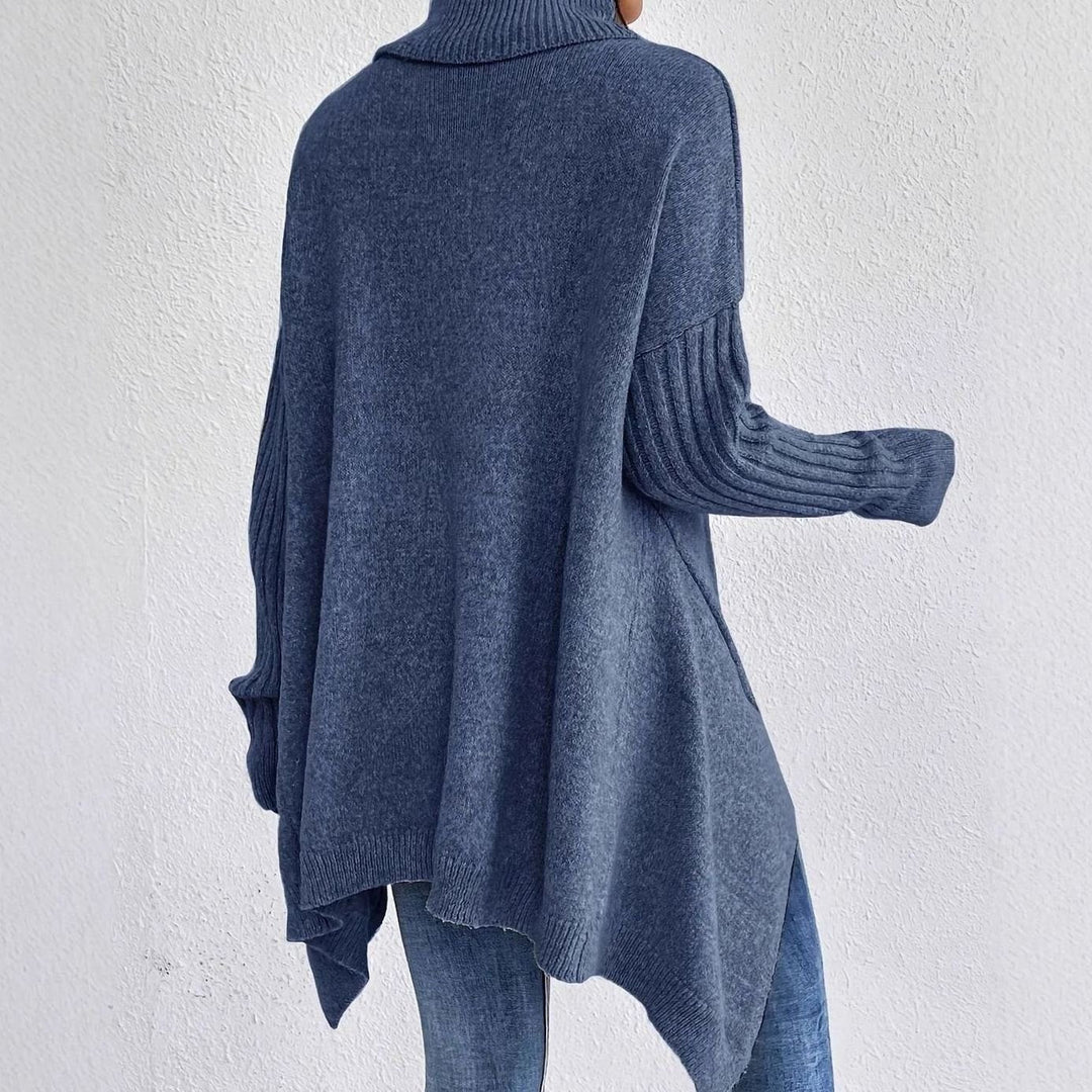 Women's Oversized Turtleneck Longline Knit Jumper for Winter Comfort 2