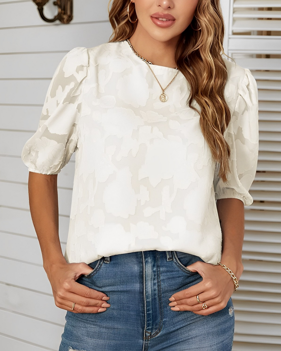 Women's Puff Sleeve Blouse - Elegant Long Sleeve Top for Any Occasion, Chic and Versatile Fashion 2