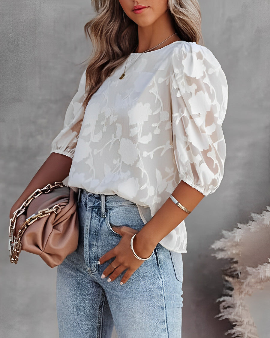 Women's Puff Sleeve Blouse - Elegant Long Sleeve Top for Any Occasion, Chic and Versatile Fashion 3