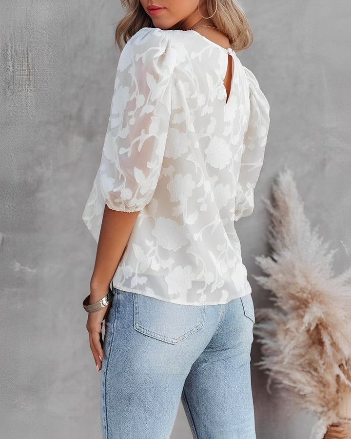 Women's Puff Sleeve Blouse - Elegant Long Sleeve Top for Any Occasion, Chic and Versatile Fashion 4