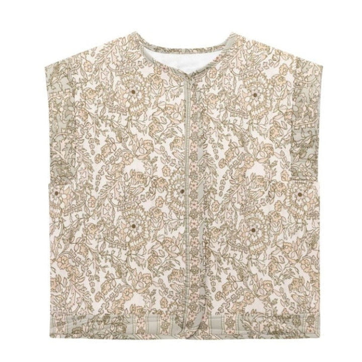 Women's Quilted Floral Vest with Side Pockets for Transitional Seasons 1