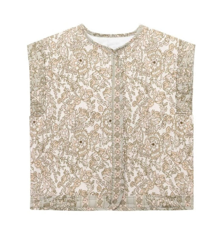 Women's Quilted Floral Vest with Side Pockets for Transitional Seasons 5