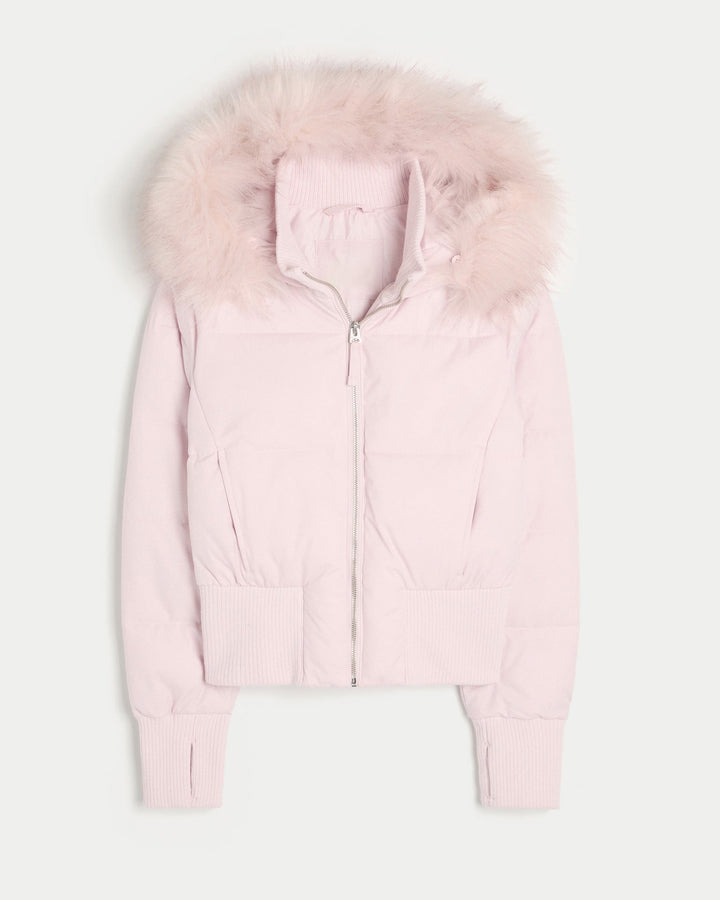 Women's Quilted Winter Jacket with Removable Hood and Ribbed Cuffs 5