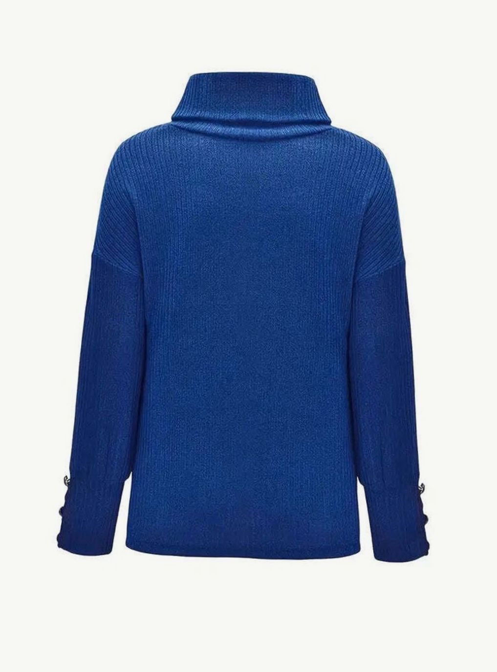 Women's Ribbed Cowl Neck Sweater with Button Cuff Detail - Cozy Knit Jumper for Versatile Winter Style 8