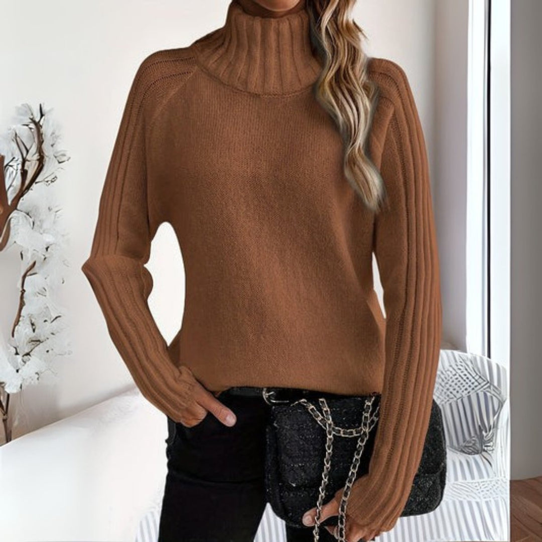 Women's Ribbed Knit Turtleneck Sweater Relaxed Long Sleeve Jumper for Cold Weather 1