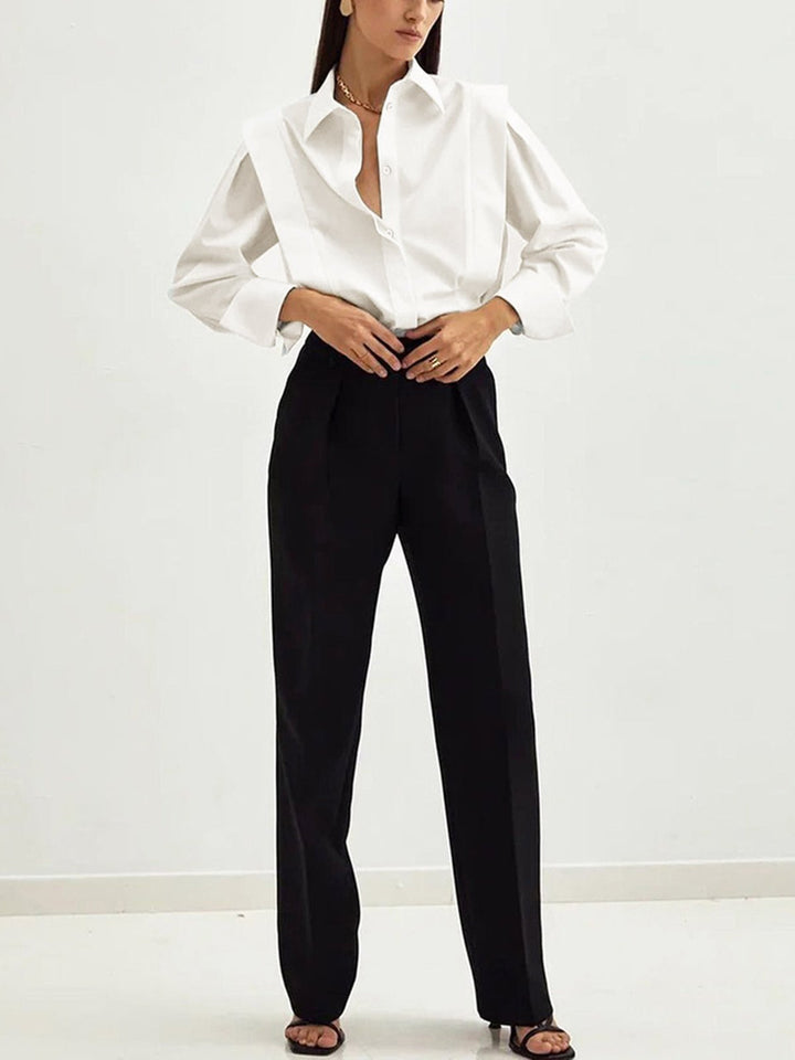 Women's Shirt with Classic Collar and Structured Silhouette - Elegant Button Down for Office and Casual Wear 4