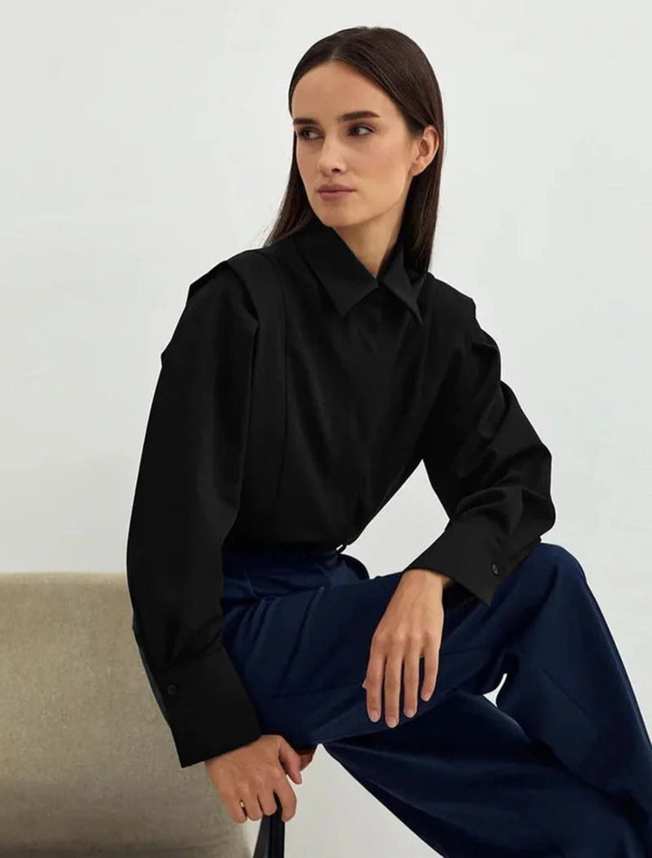 Women's Shirt with Classic Collar and Structured Silhouette - Elegant Button Down for Office and Casual Wear 8