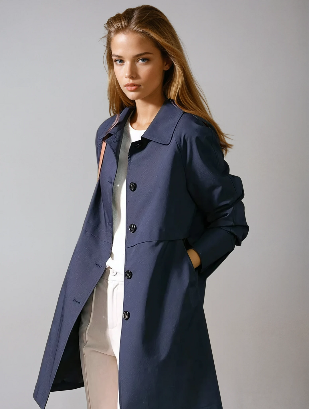 Women's Short Trench Coat Button Up Lightweight Outerwear 0