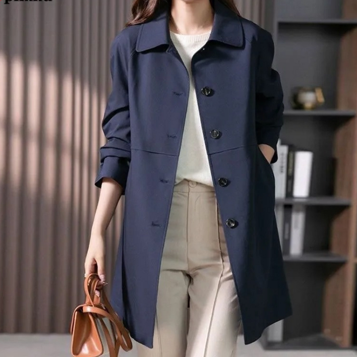 Women's Short Trench Coat Button Up Lightweight Outerwear 1