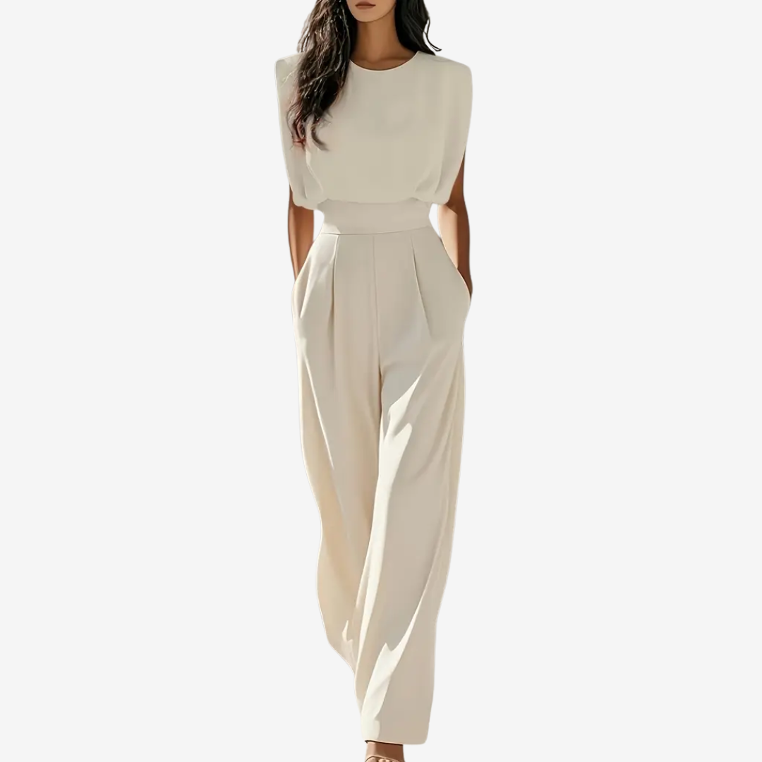 Women's Slim Fit Jumpsuit with Defined Waist and Wide Legs 0