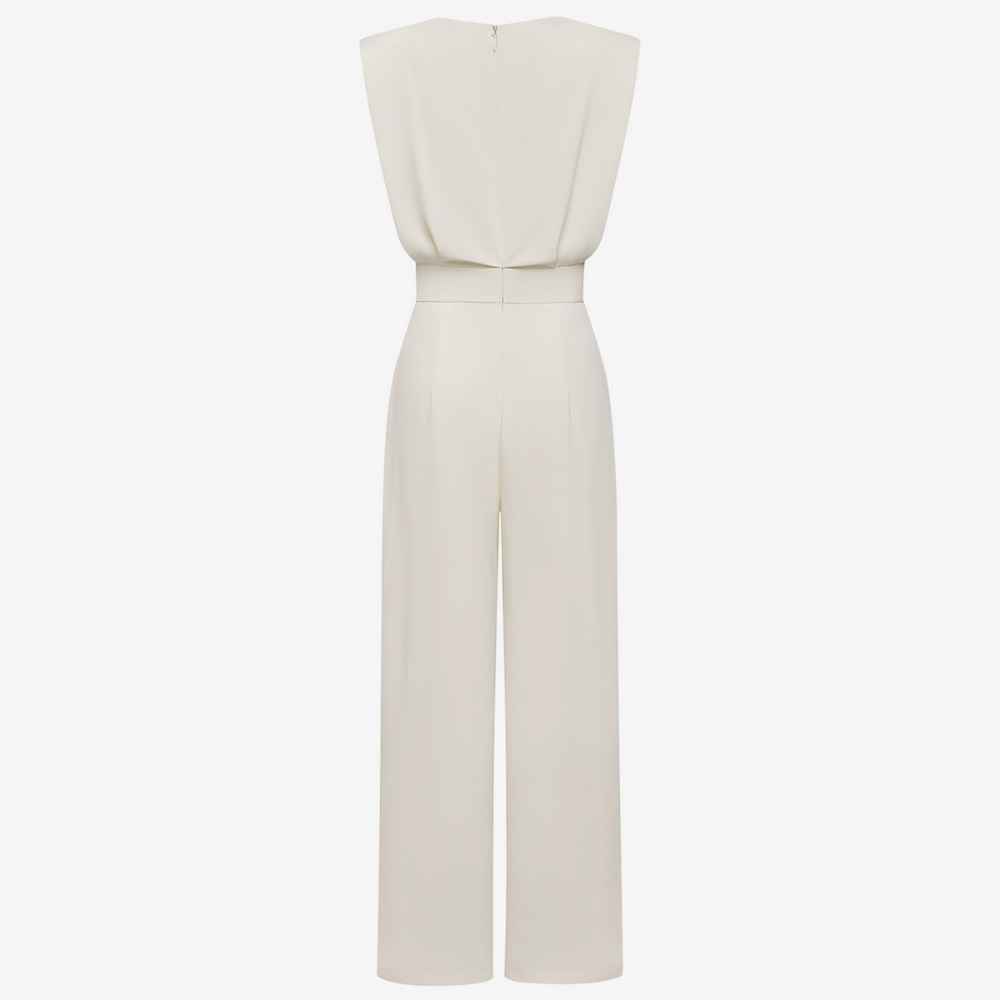 Women's Slim Fit Jumpsuit with Defined Waist and Wide Legs 1