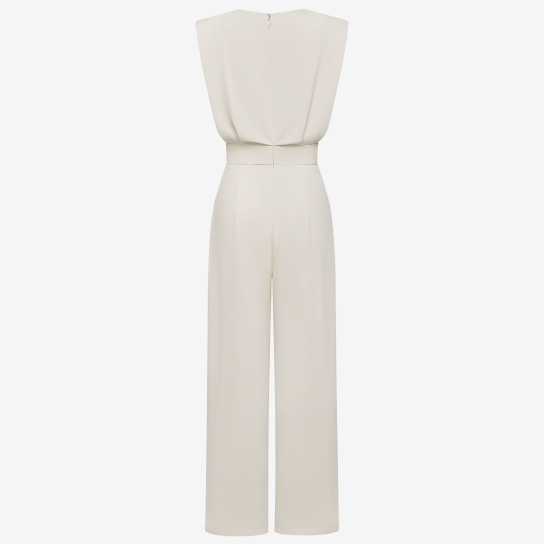 Women's Slim Fit Jumpsuit with Defined Waist and Wide Legs 1