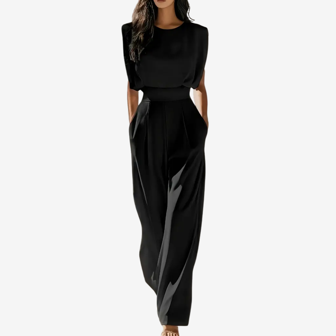 Women's Slim Fit Jumpsuit with Defined Waist and Wide Legs 2