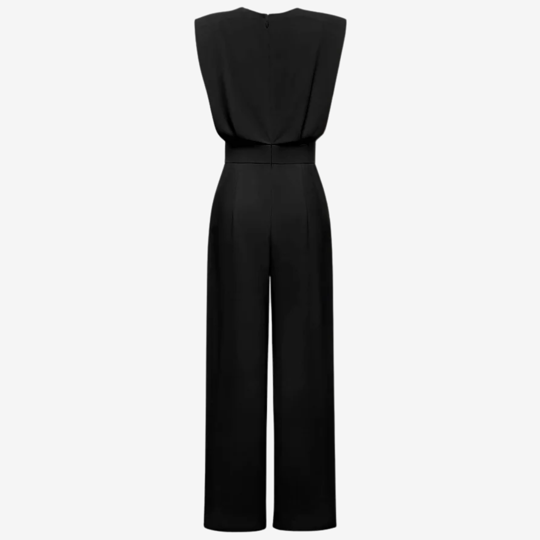 Women's Slim Fit Jumpsuit with Defined Waist and Wide Legs 3