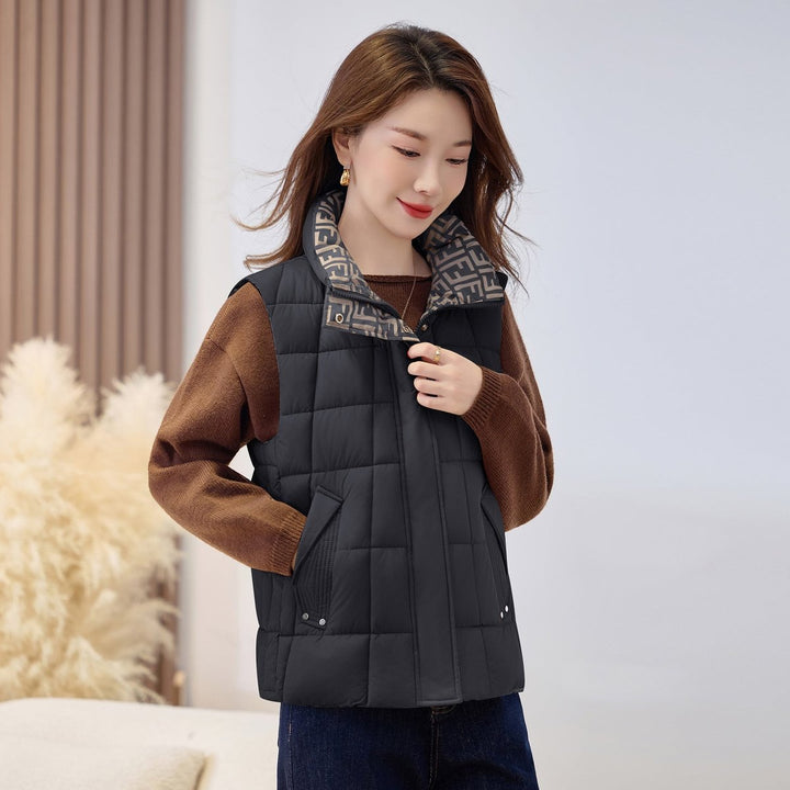 Women's Stylish Quilted Vest with Stand-Up Collar and Zip Closure for Outdoor Layering 3