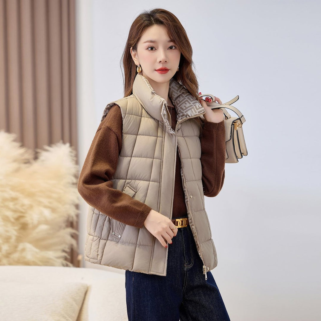 Women's Stylish Quilted Vest with Stand-Up Collar and Zip Closure for Outdoor Layering 4