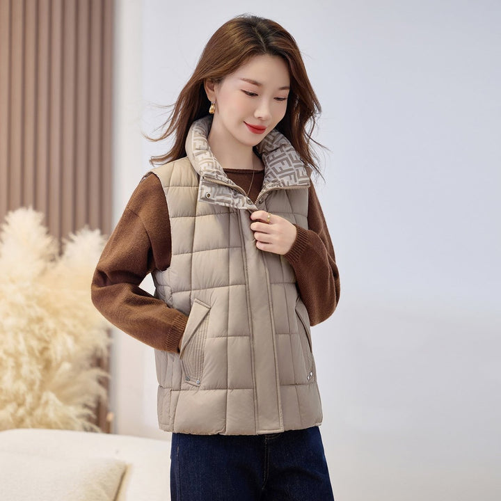 Women's Stylish Quilted Vest with Stand-Up Collar and Zip Closure for Outdoor Layering 5