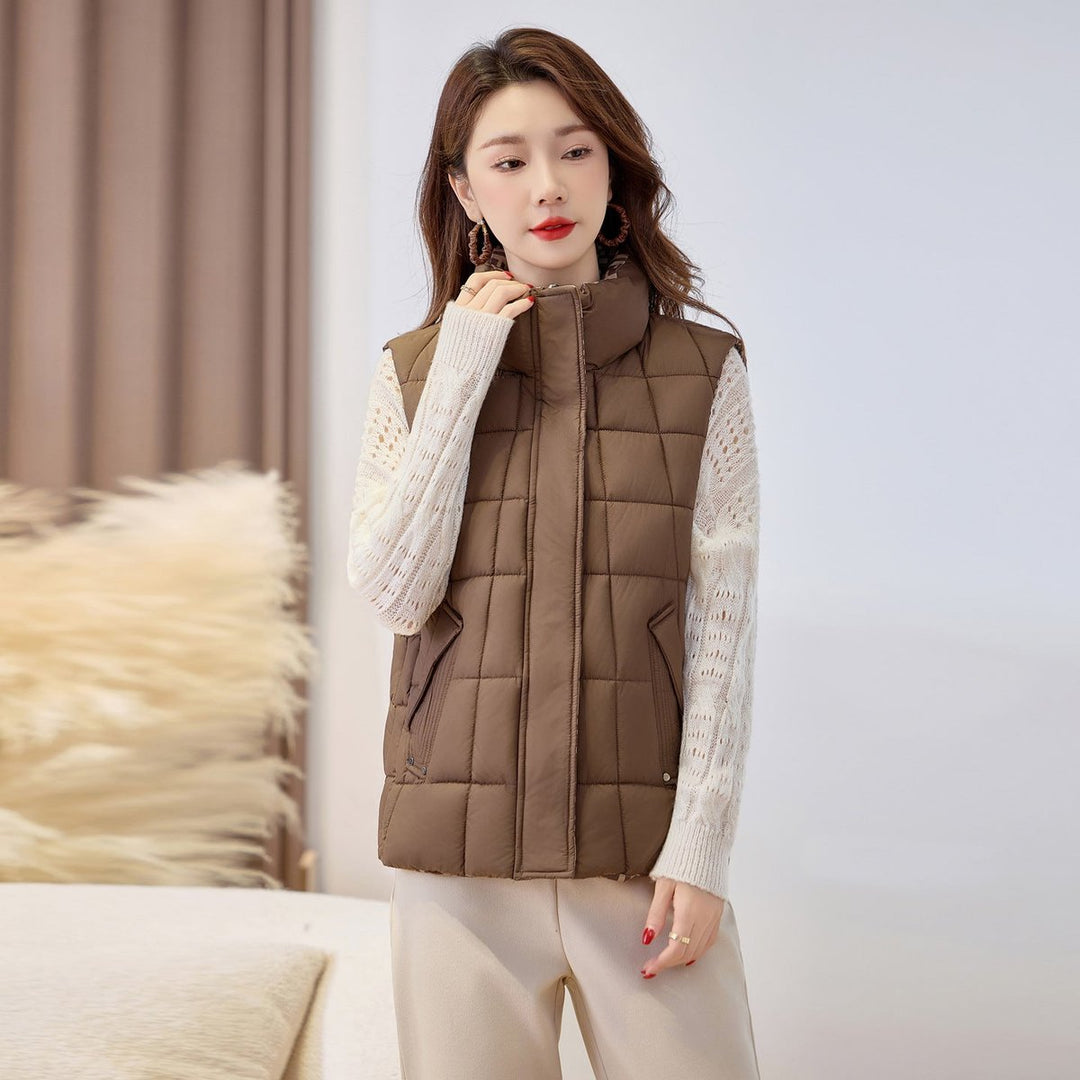 Women's Stylish Quilted Vest with Stand-Up Collar and Zip Closure for Outdoor Layering 7