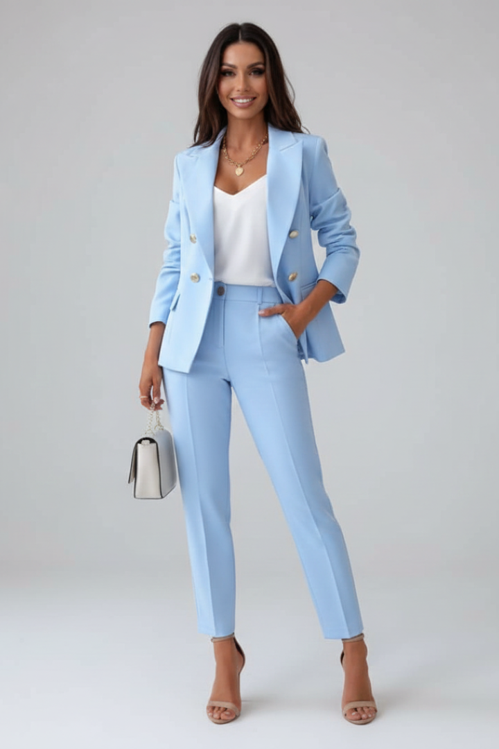 Women's Suit Set - Elegant Tailored Blazer and High-Waisted Trousers for Professional Style 0