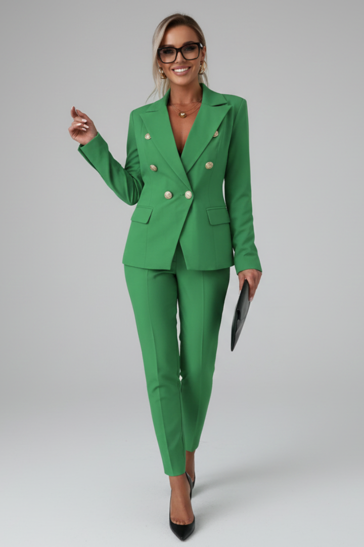 Women's Suit Set - Elegant Tailored Blazer and High-Waisted Trousers for Professional Style 11