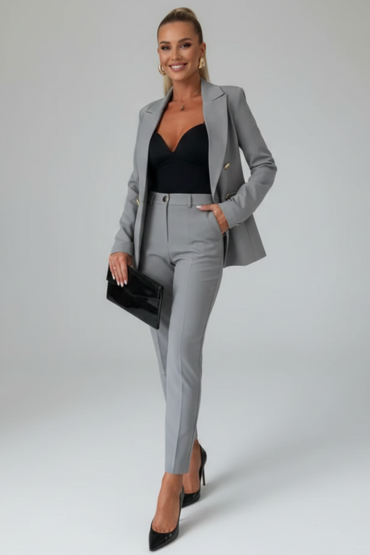 Women's Suit Set - Elegant Tailored Blazer and High-Waisted Trousers for Professional Style 12