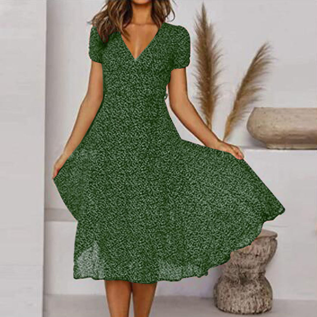 Women's Summer A-Line Dress with V-Neck - Elegant White Dress for Casual and Formal Occasions 0
