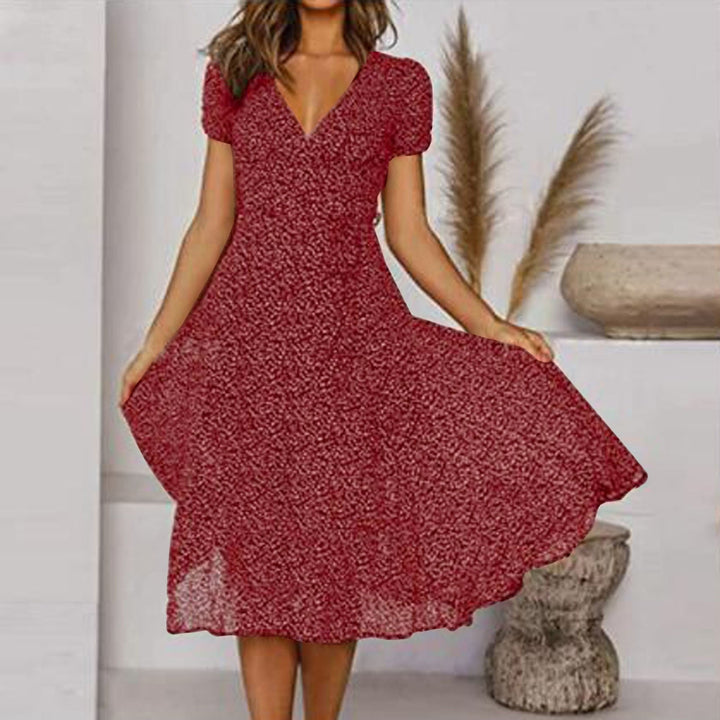 Women's Summer A-Line Dress with V-Neck - Elegant White Dress for Casual and Formal Occasions 1