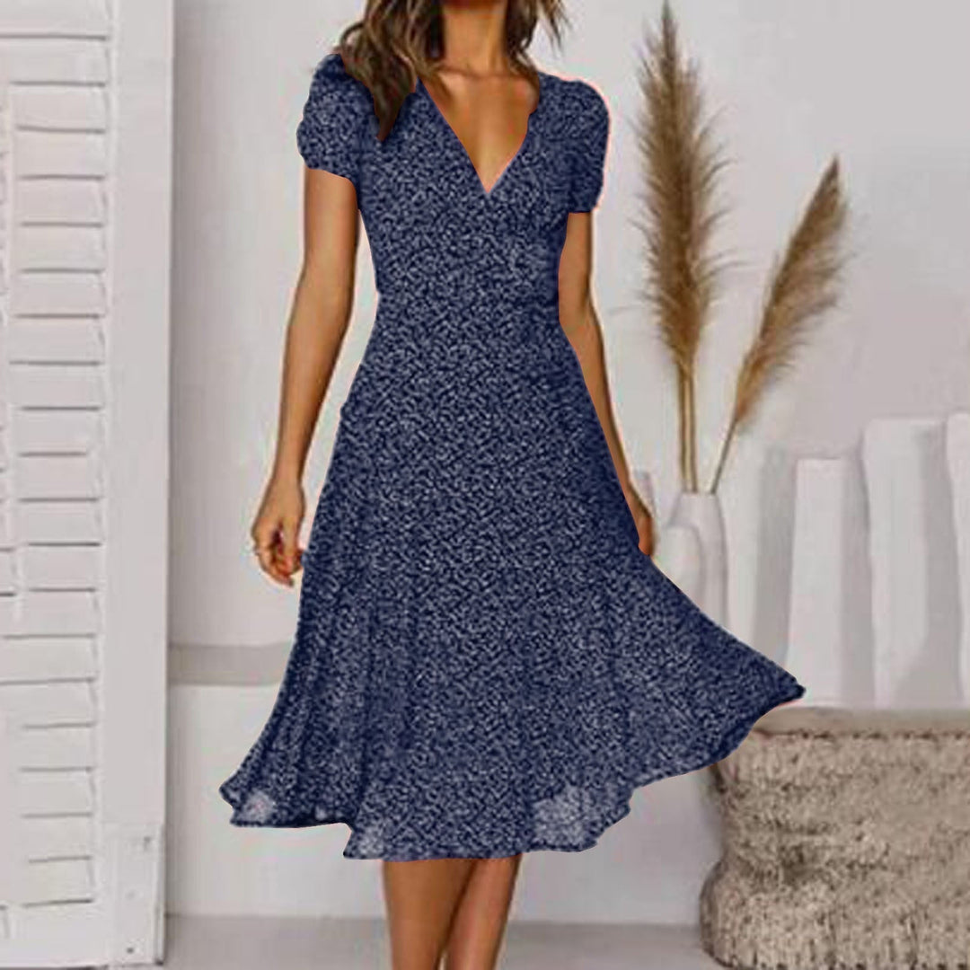 Women's Summer A-Line Dress with V-Neck - Elegant White Dress for Casual and Formal Occasions 2