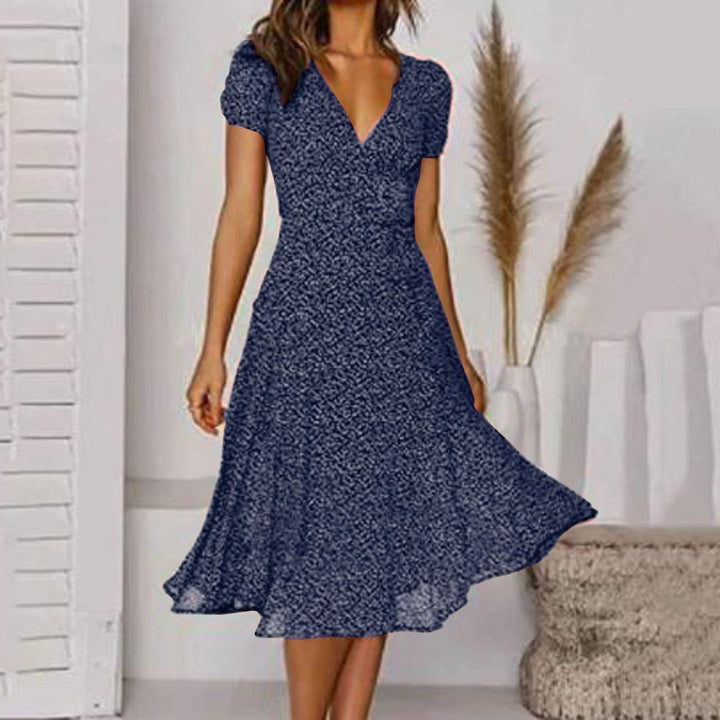 Women's Summer A-Line Dress with V-Neck - Elegant White Dress for Casual and Formal Occasions 2