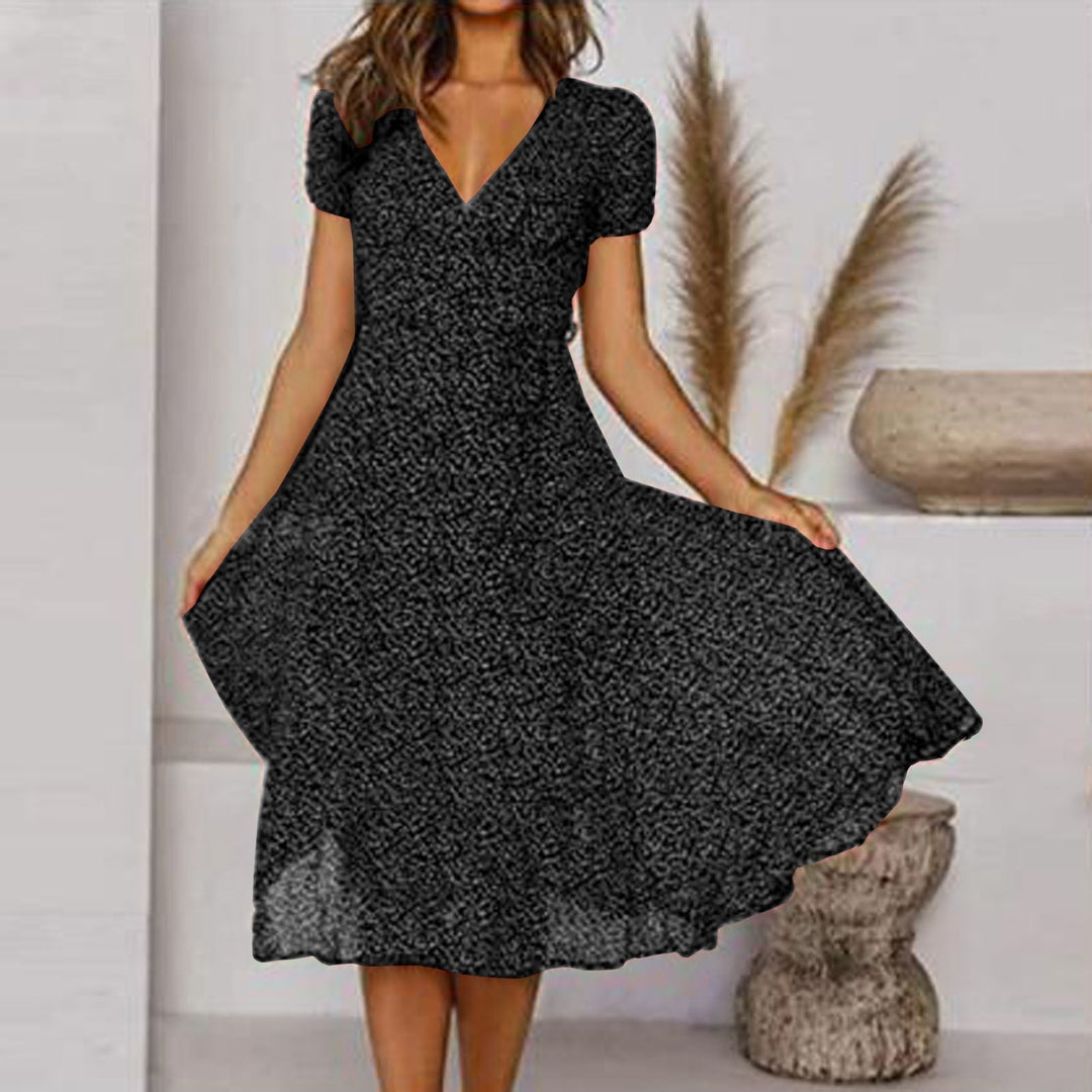 Women's Summer A-Line Dress with V-Neck - Elegant White Dress for Casual and Formal Occasions 3
