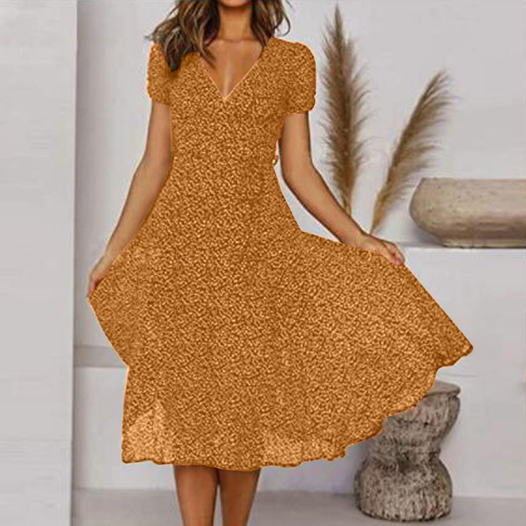 Women's Summer A-Line Dress with V-Neck - Elegant White Dress for Casual and Formal Occasions 4