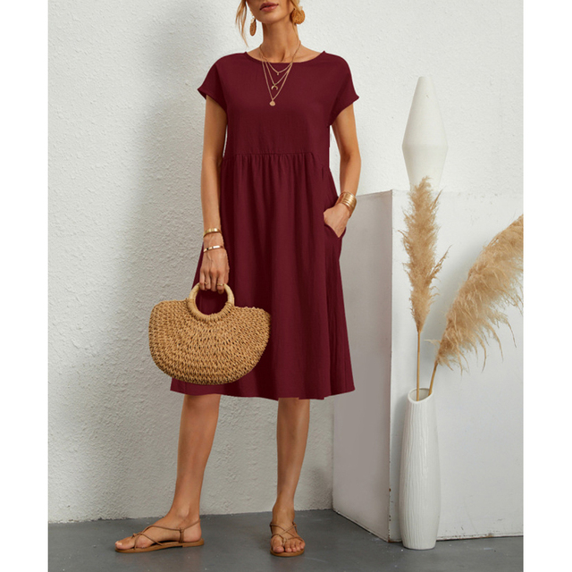Women's Summer Midi Dress - Casual Comfortable Style with Pockets for Effortless Chic 2