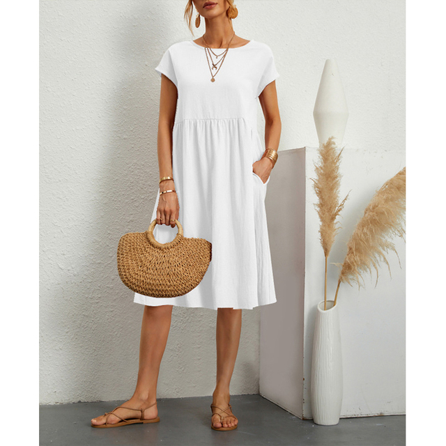 Women's Summer Midi Dress - Casual Comfortable Style with Pockets for Effortless Chic 5