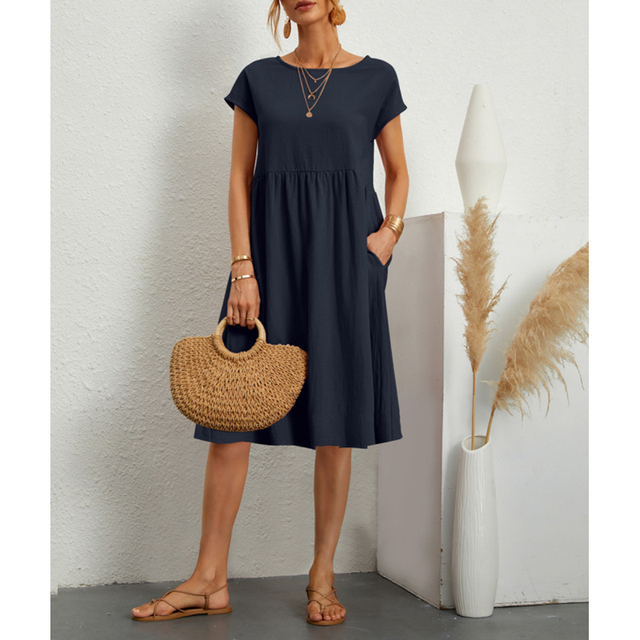 Women's Summer Midi Dress - Casual Comfortable Style with Pockets for Effortless Chic 6