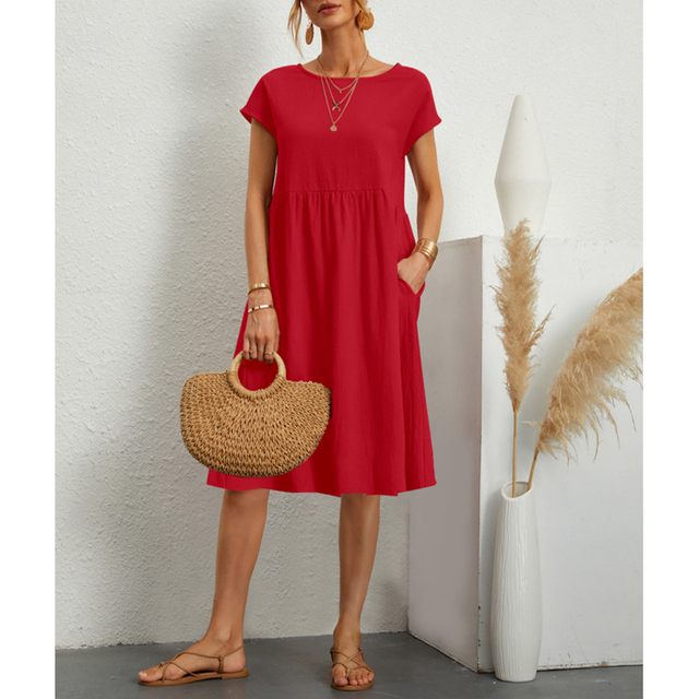 Women's Summer Midi Dress - Casual Comfortable Style with Pockets for Effortless Chic 7
