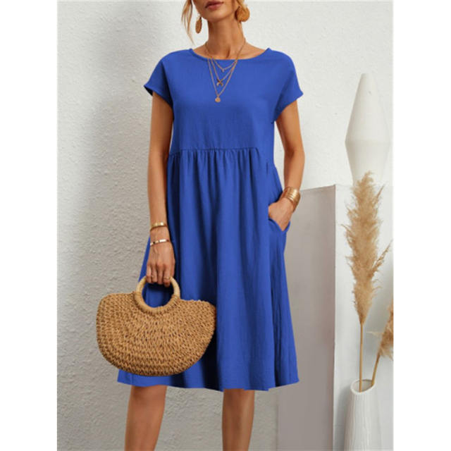 Women's Summer Midi Dress - Casual Comfortable Style with Pockets for Effortless Chic 8