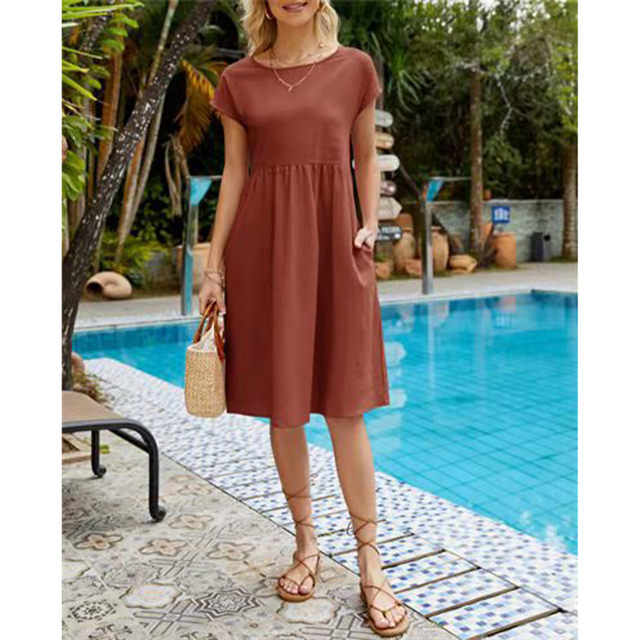 Women's Summer Midi Dress - Casual Comfortable Style with Pockets for Effortless Chic 9
