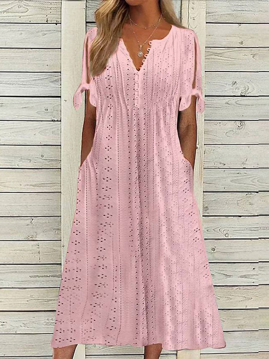 Women's Summer Midi Dress - Elegant Lace Casual And Formal Wear 4