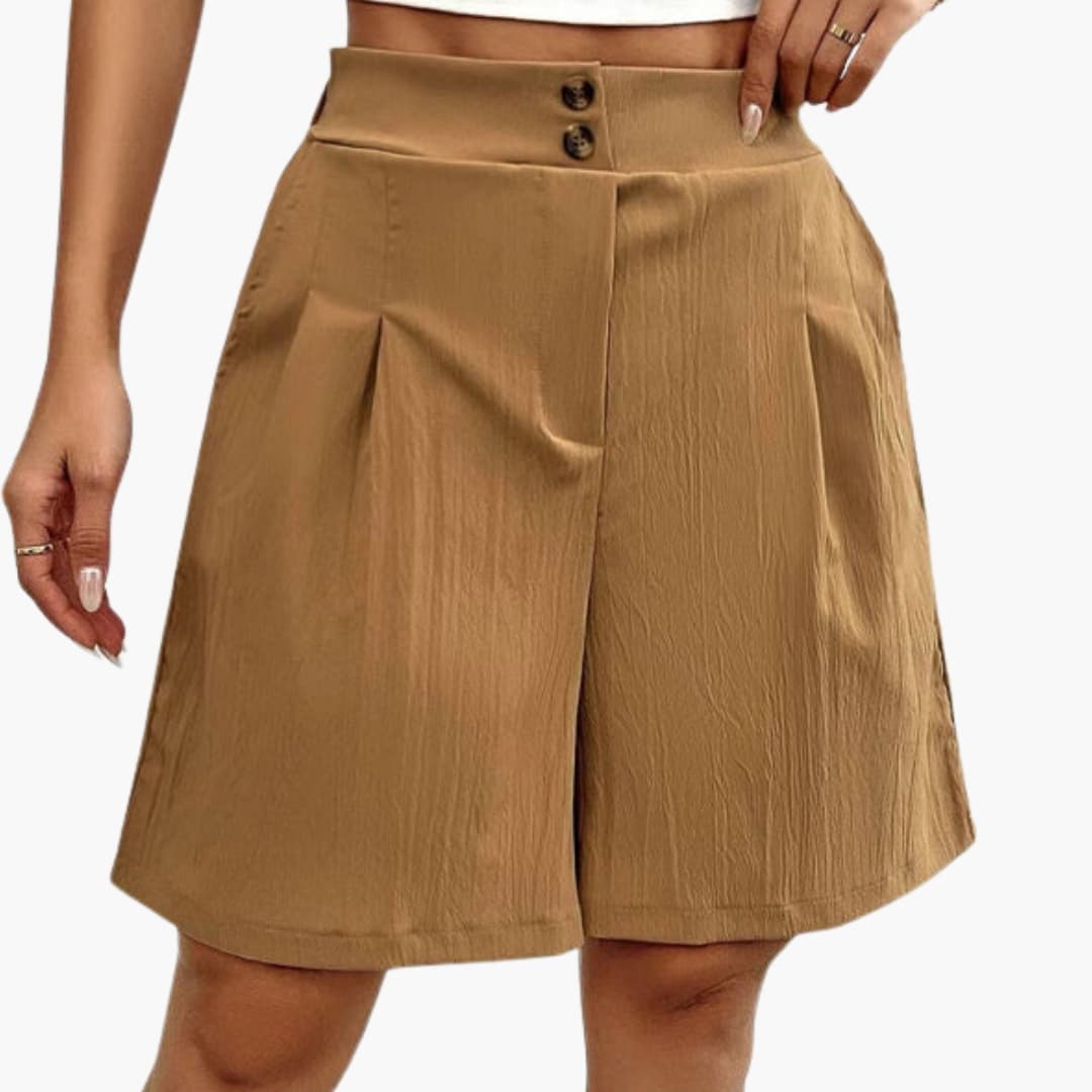 Women's Summer Shorts with Button Placket and Relaxed Fit for Casual Outings 1
