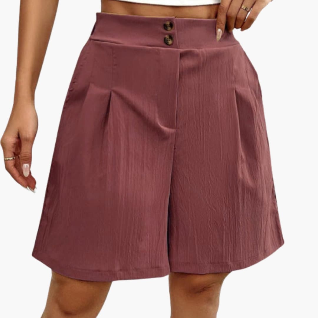 Women's Summer Shorts with Button Placket and Relaxed Fit for Casual Outings 10