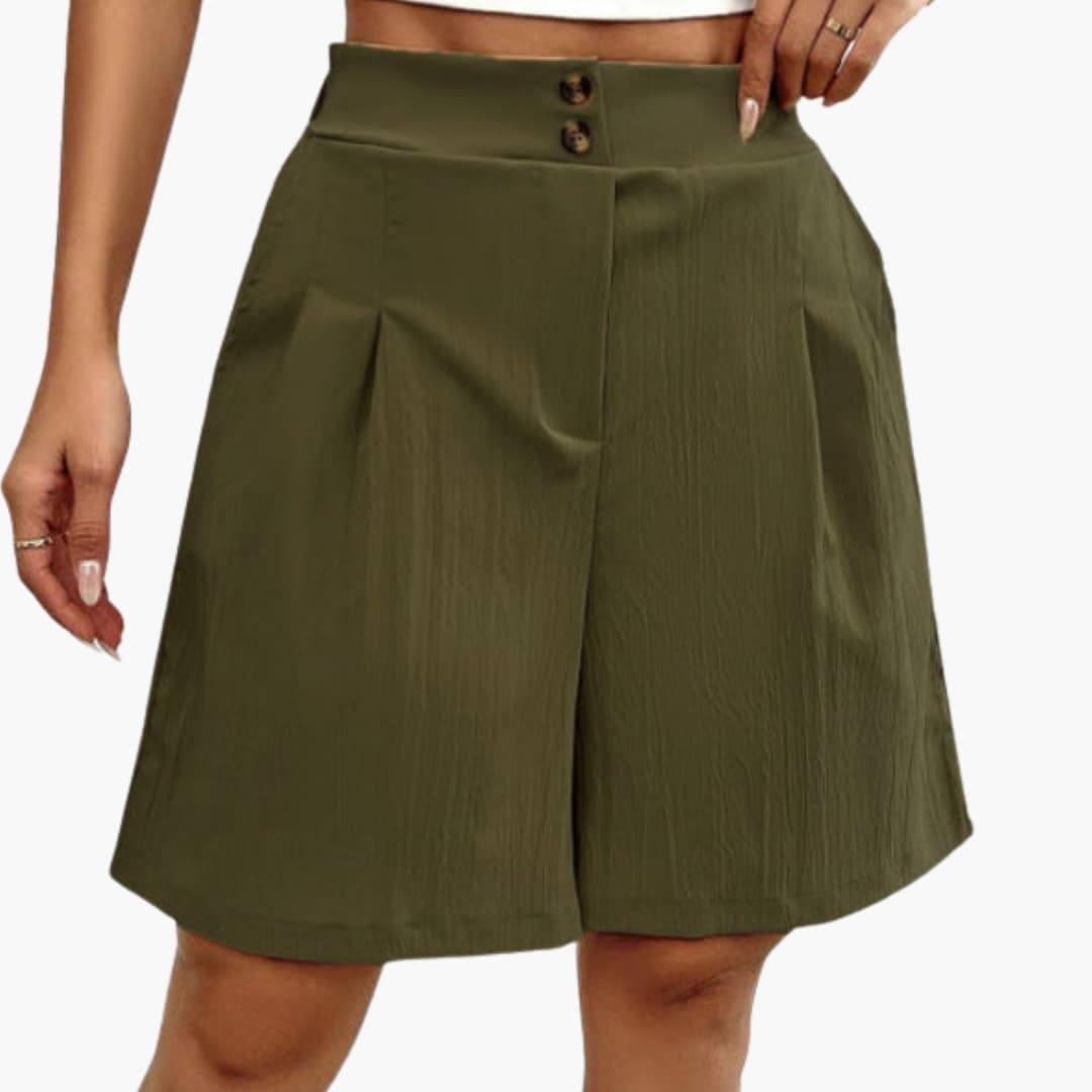 Women's Summer Shorts with Button Placket and Relaxed Fit for Casual Outings 2