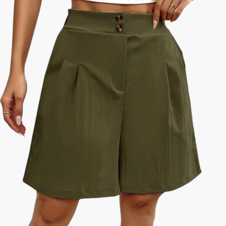 Women's Summer Shorts with Button Placket and Relaxed Fit for Casual Outings 2