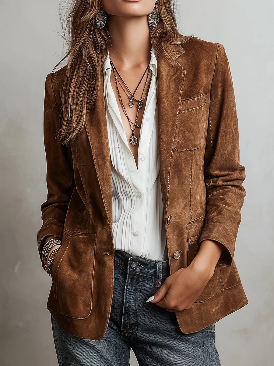 Women's Tailored Cardigan Blazer with Button Placket Elegant Fit 1