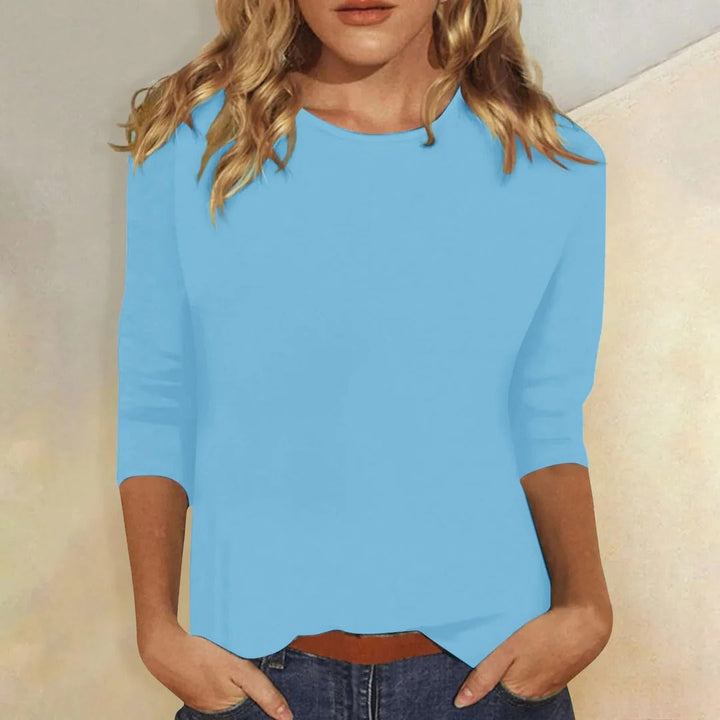 Women's Top - Casual Round Neck 3/4 Sleeve - Versatile Everyday Essential for Effortless Style 2