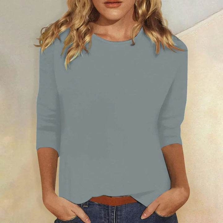 Women's Top - Casual Round Neck 3/4 Sleeve - Versatile Everyday Essential for Effortless Style 3