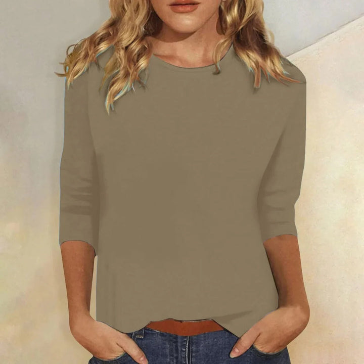 Women's Top - Casual Round Neck 3/4 Sleeve - Versatile Everyday Essential for Effortless Style 6