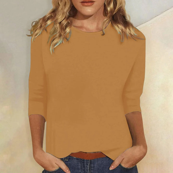 Women's Top - Casual Round Neck 3/4 Sleeve - Versatile Everyday Essential for Effortless Style 8