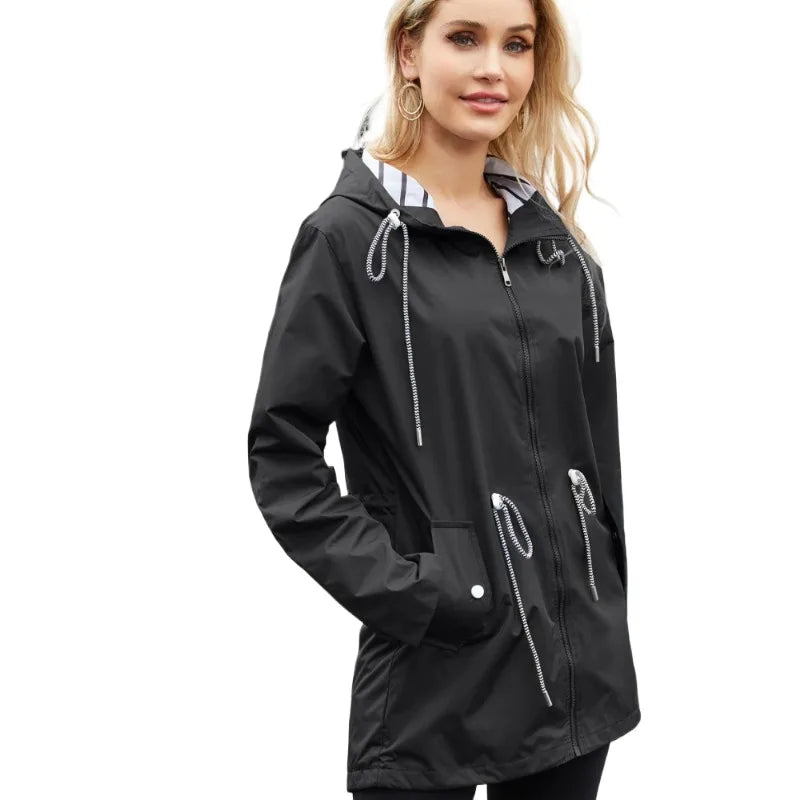 Women's Trench Coat Waterproof Rain Jacket for Outdoor Activities, Stylish & Weatherproof 1