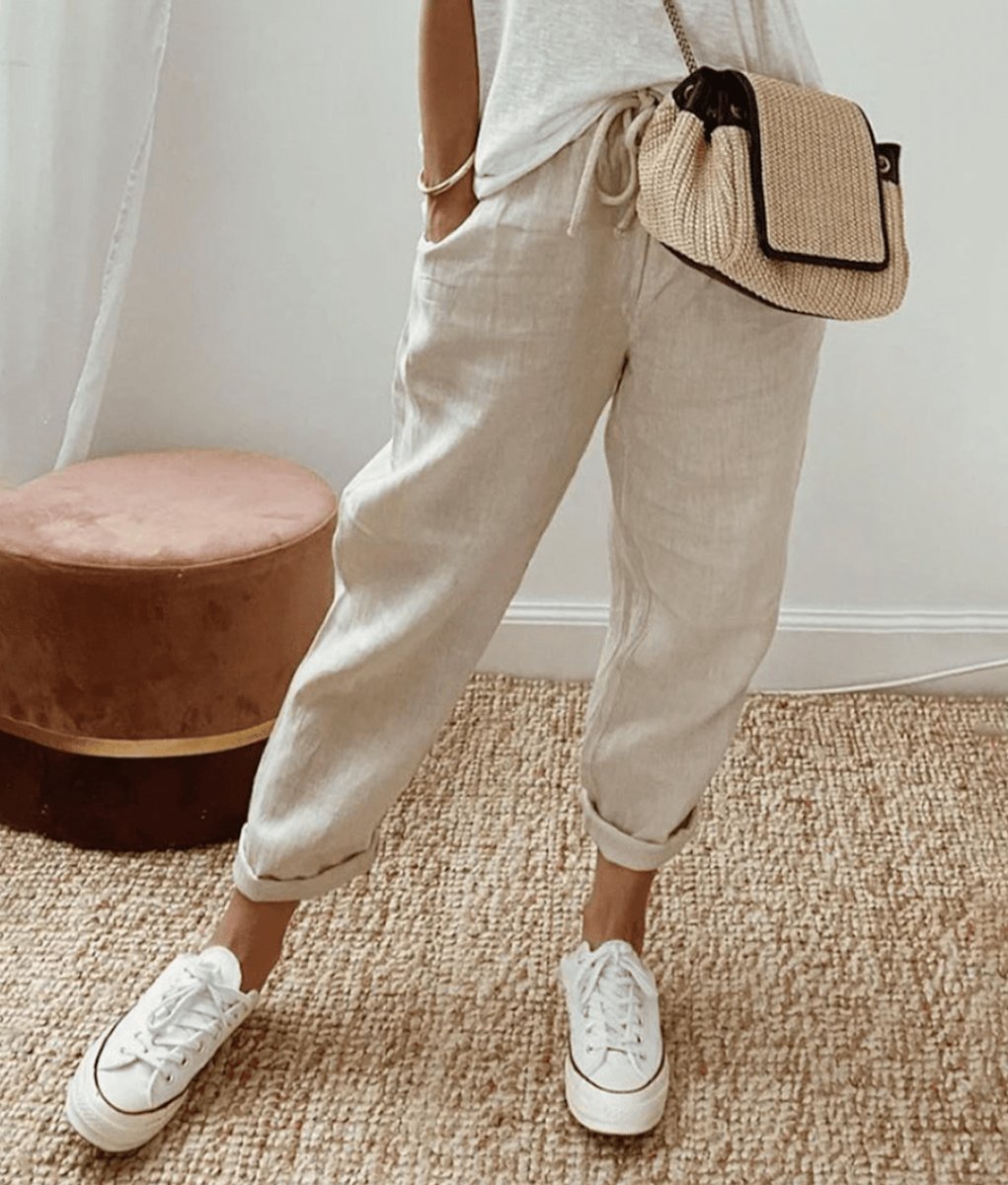 Women's Trousers, Loose Tie-Waist Summer Casual Pants with Abstract Print for Effortless Style 2