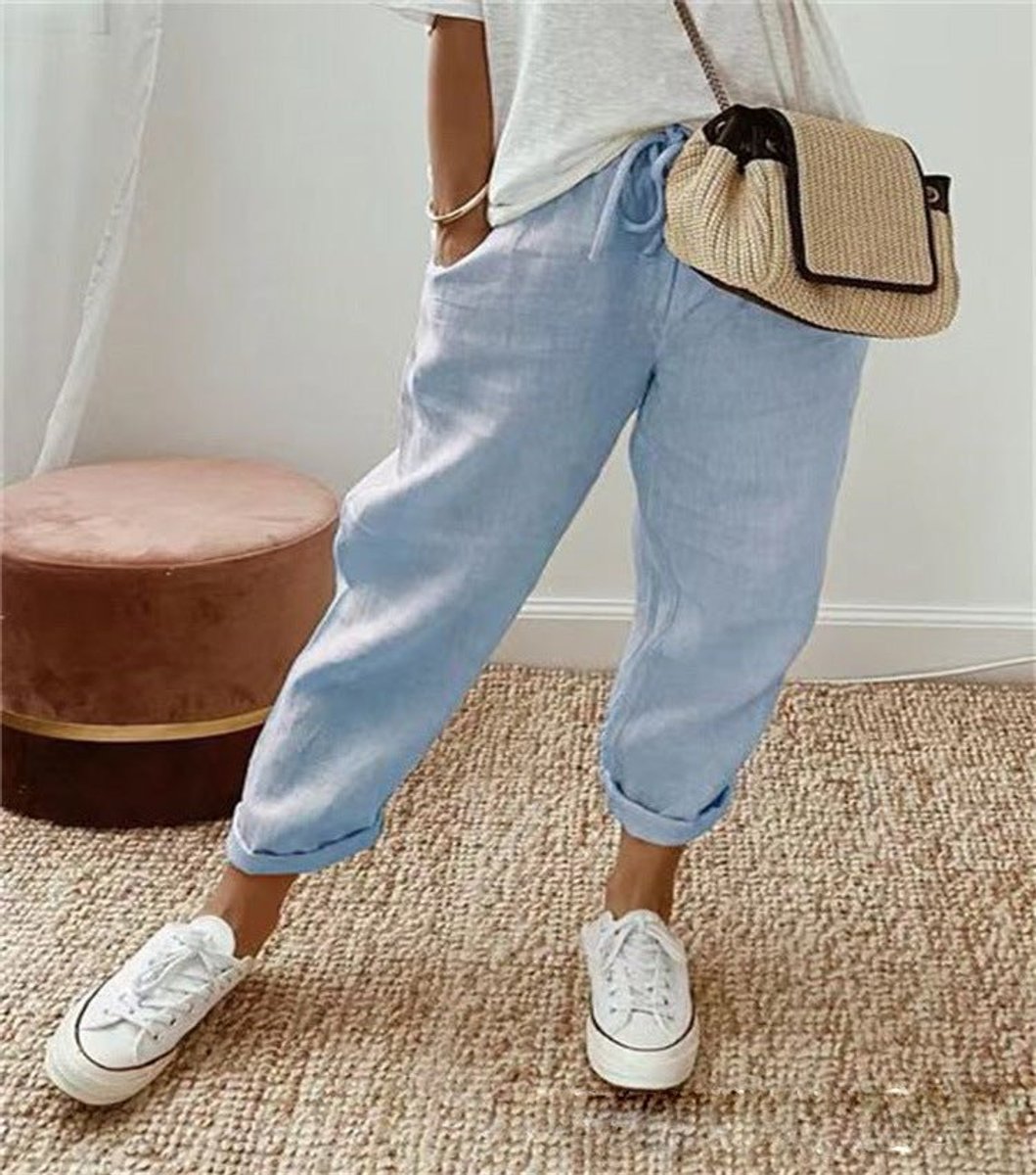 Women's Trousers, Loose Tie-Waist Summer Casual Pants with Abstract Print for Effortless Style 5